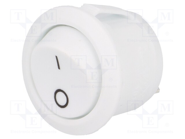 ROCKER; SPST; Pos: 2; OFF-ON; 6A/250VAC; white; none; Body: white