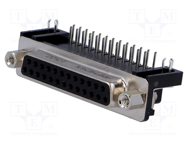 D-Sub; PIN: 25; socket; female; Locking: screws; angled 90°; THT