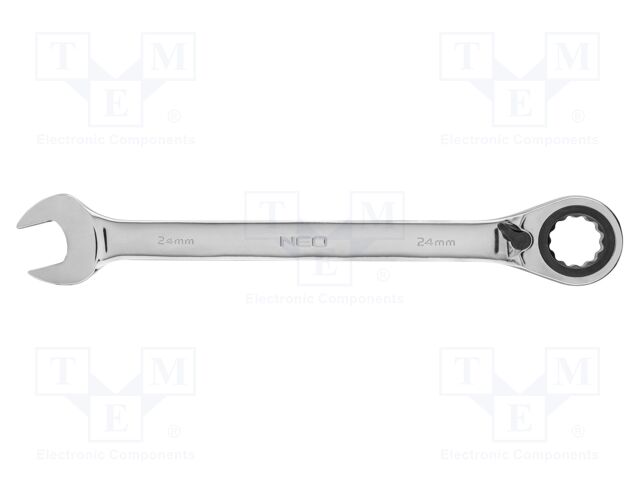 Wrench; combination spanner,with ratchet; 24mm; with switch