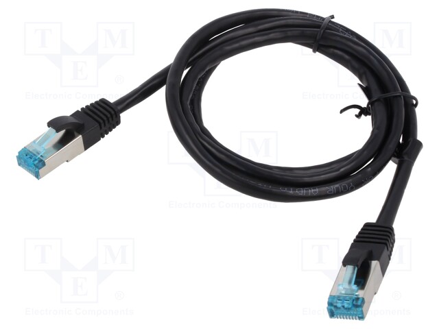 Patch cord; F/UTP; 5e; stranded; Cu; PVC; black; 10m; 26AWG; shielded