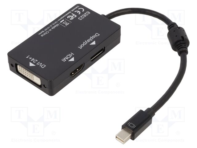 Adapter; DisplayPort 1.1a,High Speed,single link; 0.16m; black