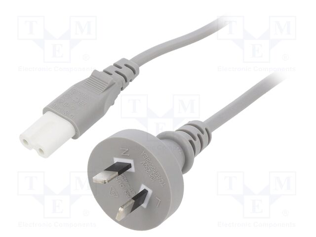 Cable; 2x0.75mm2; AS/NZS 3112 (I) plug,IEC C7 female; PVC; 1m