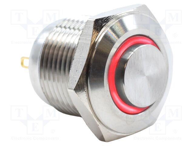 Switch: vandal resistant; SPST-NO; 2A/48VDC; IP65; OFF-(ON); red