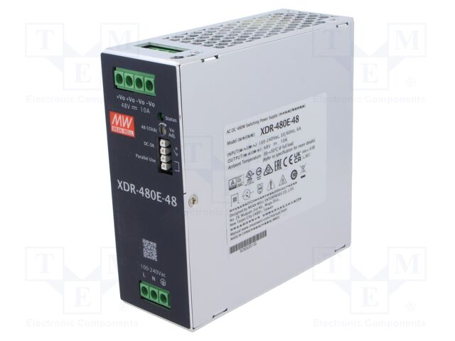 Power supply: switching; for DIN rail; 480W; 48VDC; 0÷10A; OUT: 1