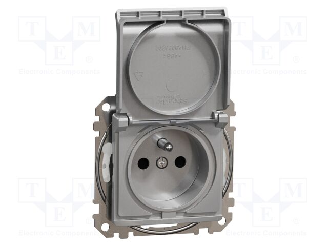 E-type socket; 250VAC; IP44; plaster embedded,in mounting box