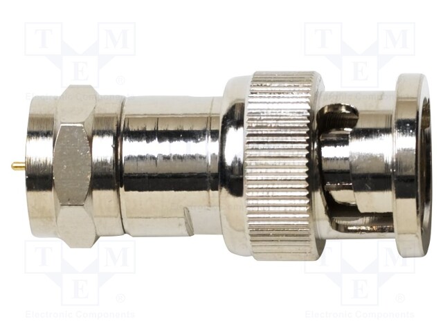 Adapter; -40÷65°C; 75Ω; F plug,BNC male; 31mm; straight