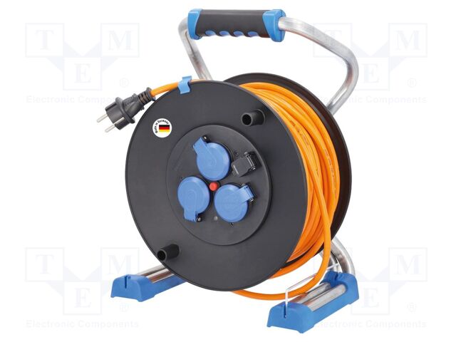 Extension lead; 3G1.5mm2; Sockets: 4; PUR; orange; 50m; 16A; Xperts