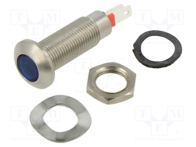 Indicator: LED; flat; 5÷6VDC; Cutout: Ø8.1mm; IP67; stainless steel