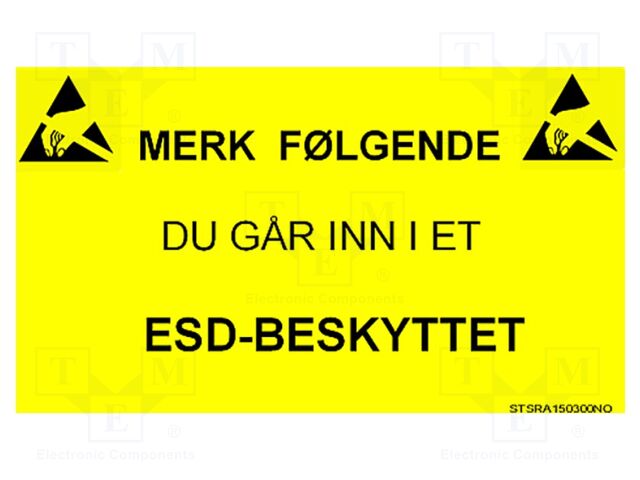 Information board; ESD,self-adhesive; 300x150mm; black,yellow