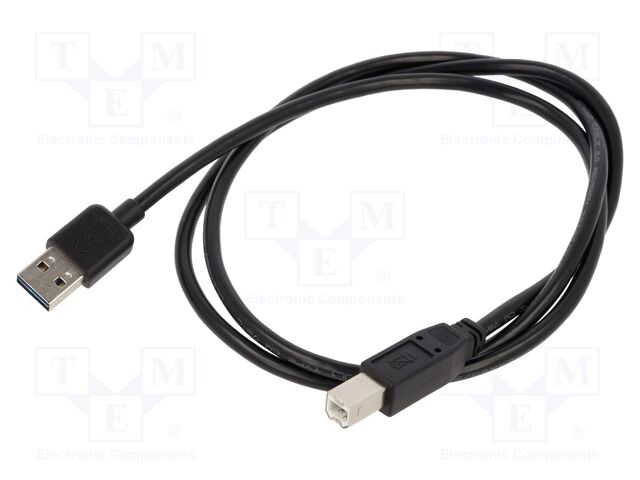 Cable; USB 2.0; USB A plug double sided,USB B plug; 1m; black