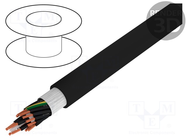 Wire; HELULIGHT®; stranded; Cu; 14G1,5mm2; PVC; black; 300/500V