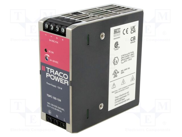 Power supply: switched-mode; 120W; 24VDC; 24÷28VDC; 5A; OUT: 1