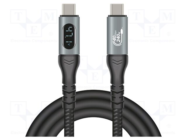 Cable; USB C plug,both sides; 1m; black; 21AWG,29AWG; 40Gbps; 240W