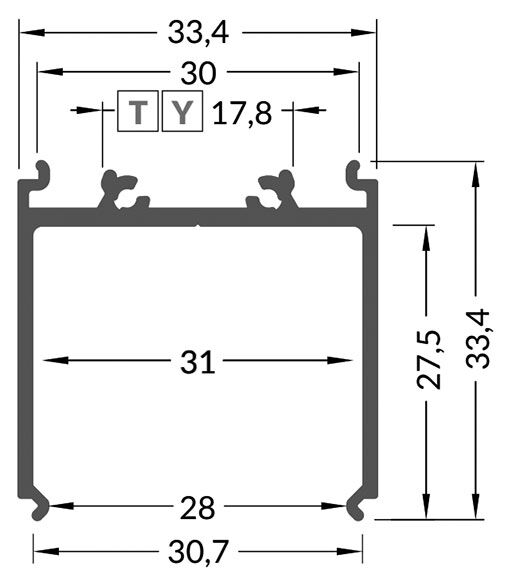 Profiles for LED modules; surface; natural; L: 2m; aluminium