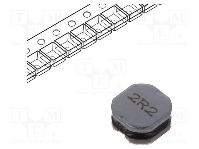 Power Inductor (SMD), 2.2 µH, 6.3 A, Shielded, 7.4 A, SRN8040 Series, 8mm x 8mm x 4mm