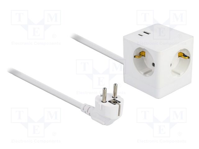 Extension lead; 1.5m; white; Sockets no: 5; 16A