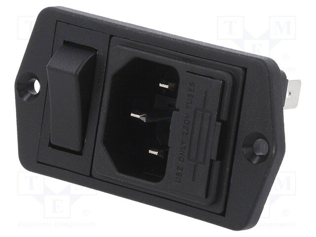 Connector: AC supply; socket; male; 10A; 250VAC; IEC 60320