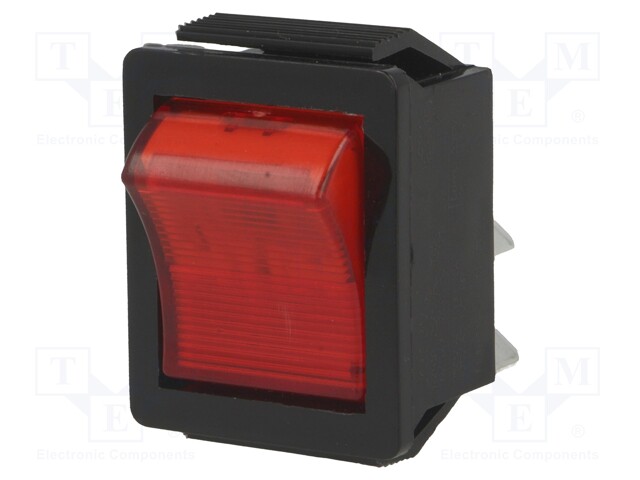 ROCKER; DPST; Pos: 2; OFF-ON; 16A/250VAC; red; neon lamp 250V