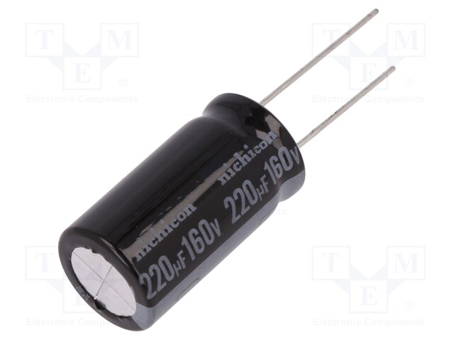 Capacitor: electrolytic; THT; 220uF; 160VDC; Ø16x31.5mm; ±20%