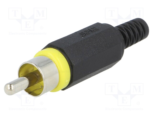 Plug; RCA; male; with strain relief; straight; soldering