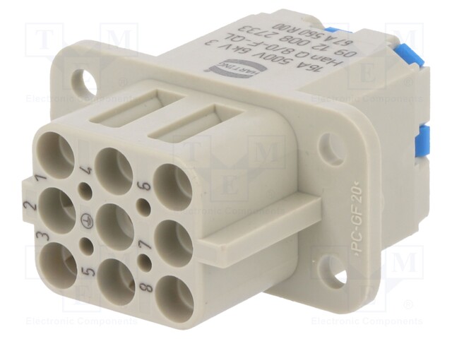 Connector: HDC; female; Han Q; PIN: 8; Compact