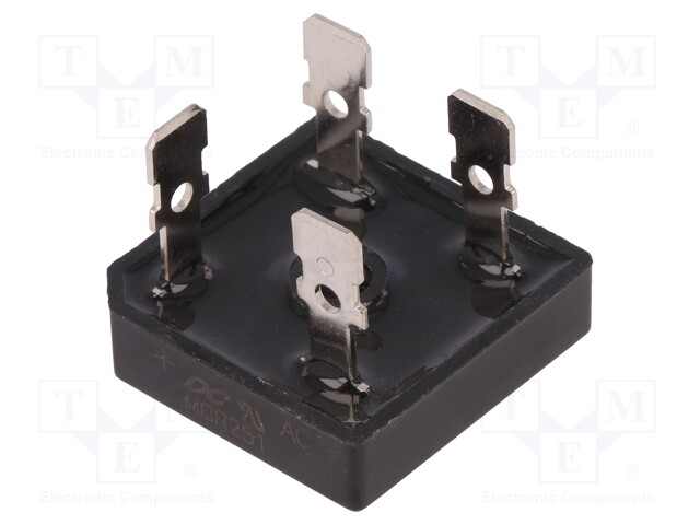 Single-phase bridge rectifier; Urmax:100V; If:25A; Ifsm:400A