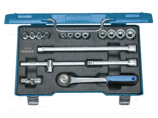 Wrench-set; 12-angles,rattle,socket bits,socket spanner; 3/8"