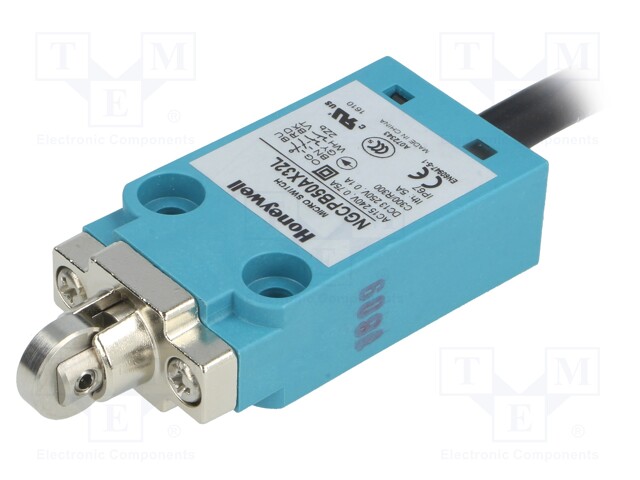 Limit switch; transversal plastic roller Ø12,7 mm; 5A; lead 5m