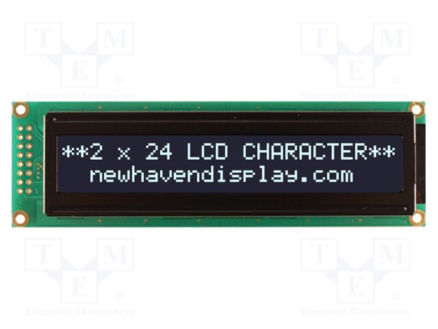 Display: LCD; FSTN Negative; 24x2; black; 118x36mm; LED; 2x8; 5V