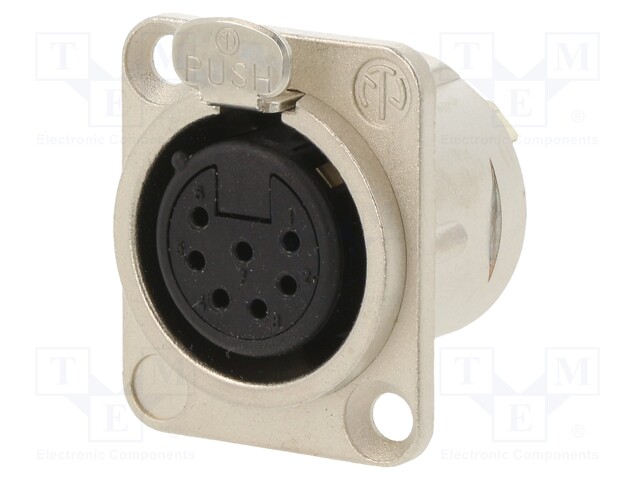 Socket; XLR; female; PIN: 7; flange (2 holes),for panel mounting