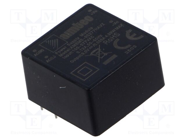 Converter: AC/DC; 5W; Uin: 85÷305V; Uout: 9VDC; Iout: 555mA; 80.5%