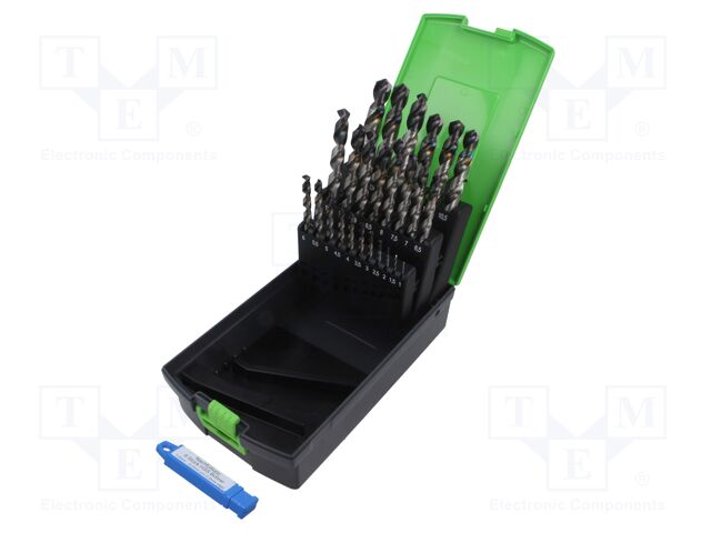 Drill set; high speed steel HSS-TiaIN; 34pcs; plastic cassette