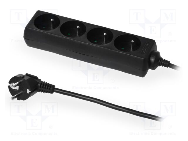 Mains; Schuko; Sockets: 4; CEE 7/5 (E) socket,CEE 7/7 (E/F) plug