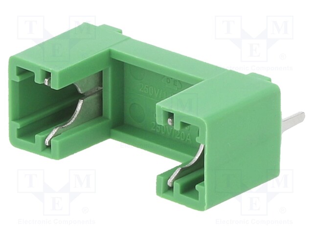 Fuse holder; cylindrical fuses; THT; 5x20mm; -30÷85°C; 6.3A; green