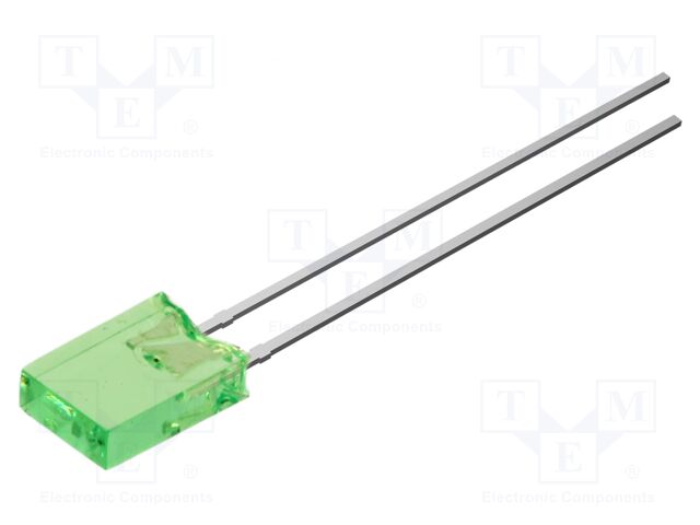 LED; yellow green; rectangular; 2x5x7mm; 150mcd; 100°; Front: flat