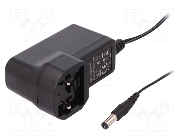 Power supply: switched-mode; 15VDC; 0.8A; Out: 5,5/2,1; 12W; 84%