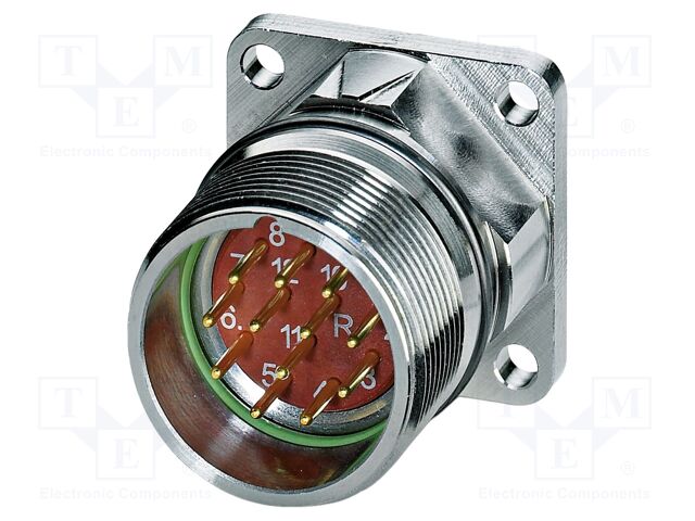 Circular Connector, RF Series, Flange Mount Receptacle, 12 Contacts