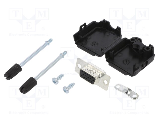 D-Sub HD; PIN: 15; female; unshielded; straight; soldering; UNC4-40