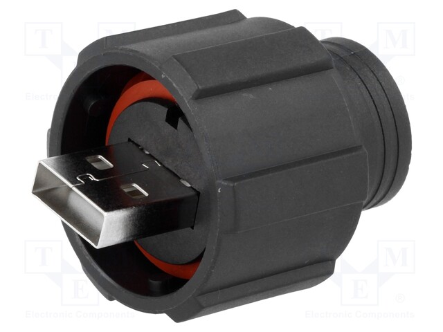 Plug; USB A; for cable; soldering; straight; IP67