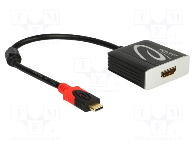 Adapter; HDMI socket,USB C plug; 0.2m; black; black,red