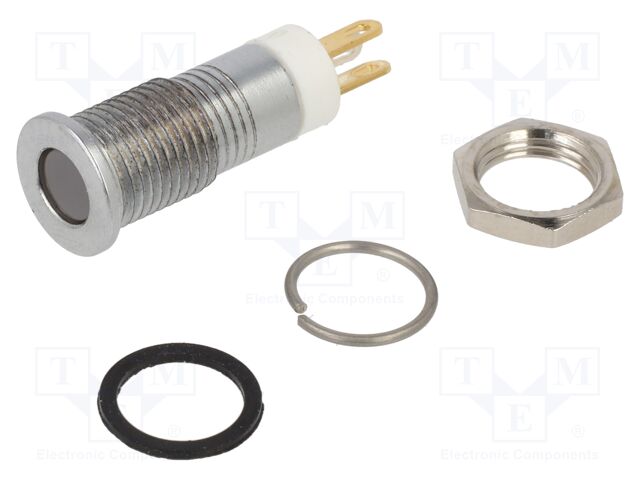Indicator: LED; flat; red/green/yellow; Ø8mm; IP67; Q8; brass