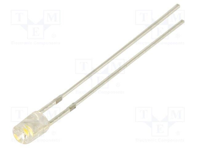 LED; white warm; 3mm; 330mcd; 140°; Front: recessed; 2.7VDC; 3000K