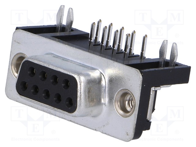 D-Sub; PIN: 9; socket; female; 7,2mm standard; Locking: screws; THT