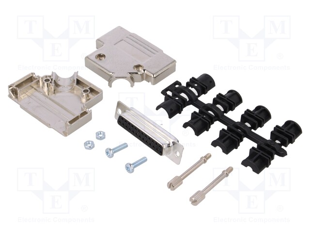 D-Sub; PIN: 25; plug; female; shielded; soldering; for cable; black