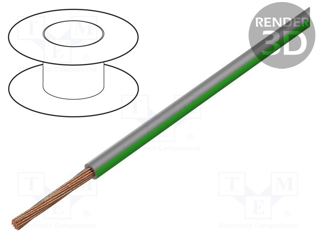 Wire; H05V-K,LgY; stranded; Cu; 2.5mm2; PVC; grey-green; 300V,500V