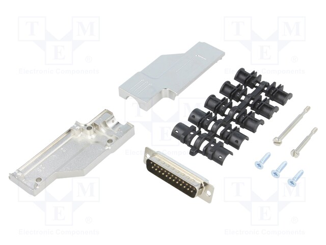 D-Sub; PIN: 25; plug; male; shielded,stamped and formed contacts