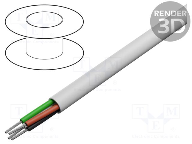 Wire; 4x18AWG; unshielded; 300V; 305m; Cu; stranded; grey; CPR: Eca