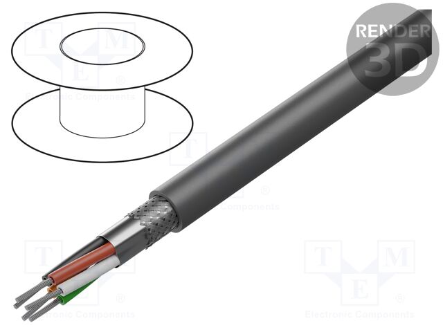 Wire; Xtra Guard® Flex; 12x2x20AWG; PVC; dark grey; 300V; 305m