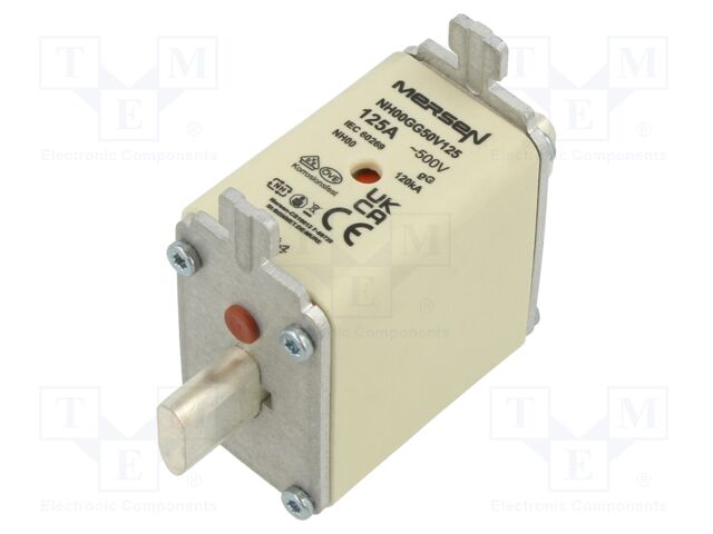 Fuse: fuse; gG; 125A; 500VAC; 250VDC; ceramic,industrial; NH00