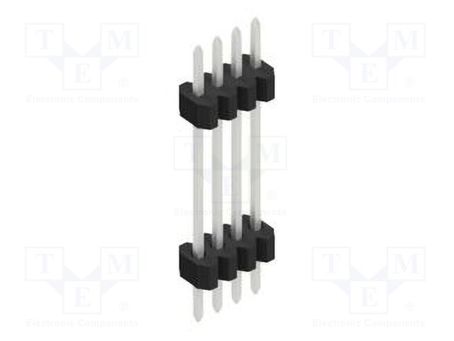 Connector: pin strips; pin header; male; PIN: 4; 1.27mm; THT; 1x4